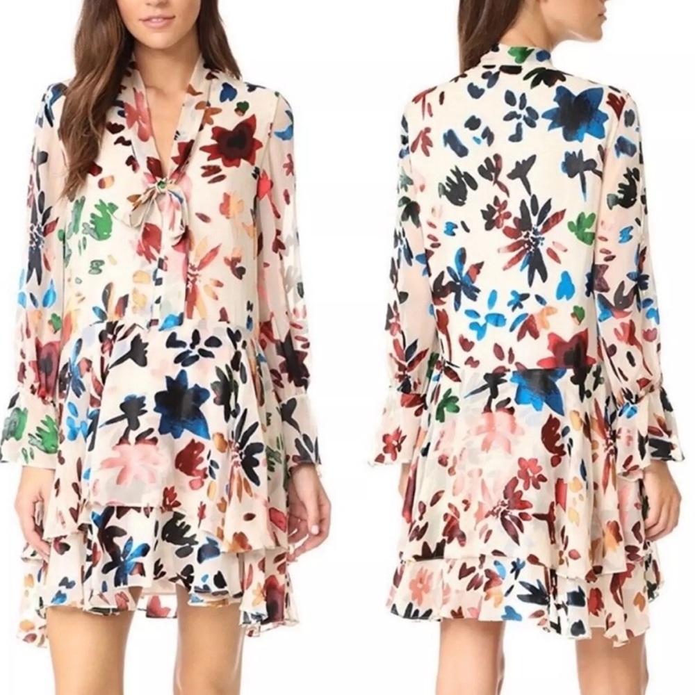 Alice + Olivia Moran Tiered Floral A-Line Dress Size: XS